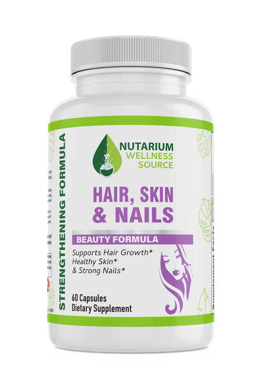 Hair, Skin and Nails - Supports Healthy Hair + Skin + Strong Nails - Nutarium