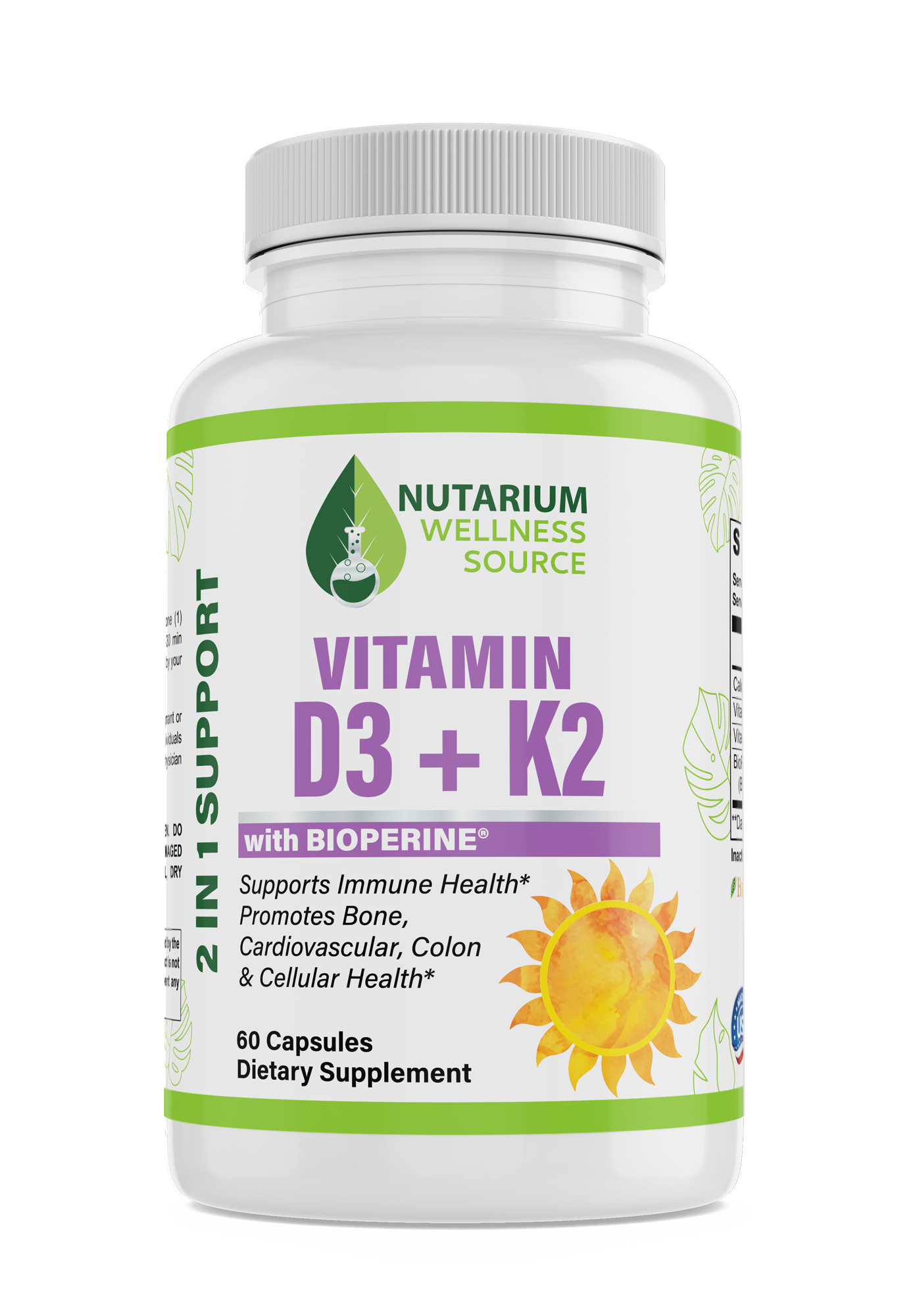 Vitamin D3 + K2 with Bioperine – Nutarium