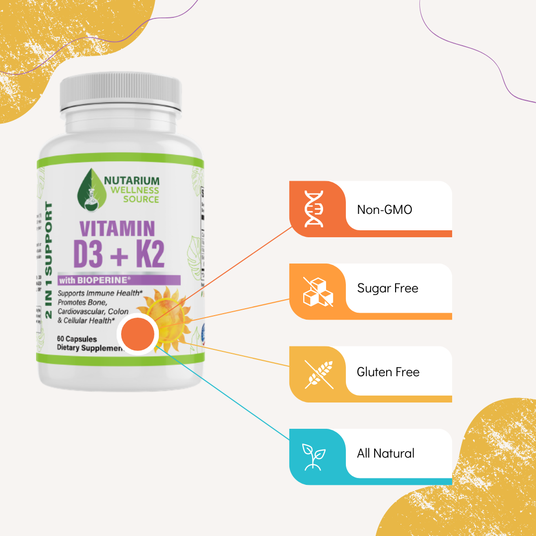 Vitamin D3 + K2 with Bioperine - Nutarium